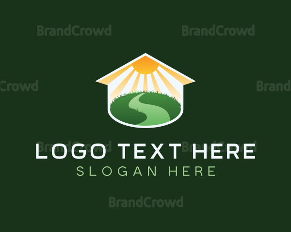 House Lawn Landscaping Logo