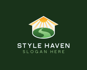 House - House Lawn Landscaping logo design