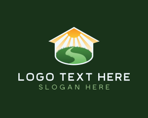 Mowing - House Lawn Landscaping logo design