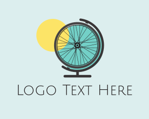 World - Bike Wheel Globe logo design