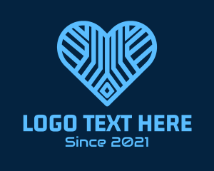 Matchmaking Site - Blue Heart Lines logo design