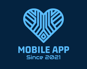 Dating App - Blue Heart Lines logo design