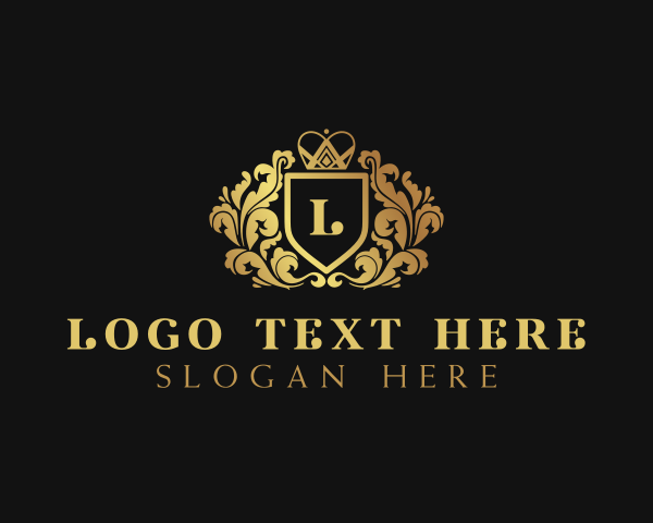 High End - Golden Monarchy Shield logo design