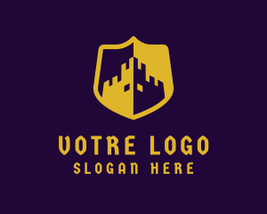 Tower - Gold Castle Shield logo design