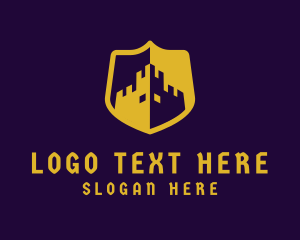 Kingdom - Gold Castle Shield logo design