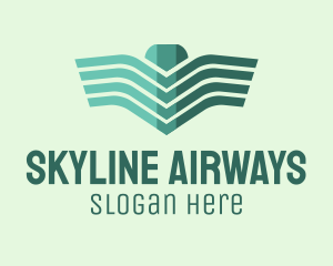 Green Linear Wings logo design