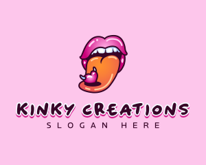 Kinky - Sexy Lips Heart logo design