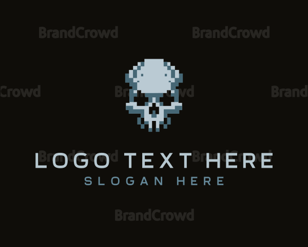 Pixel Skull Head Logo