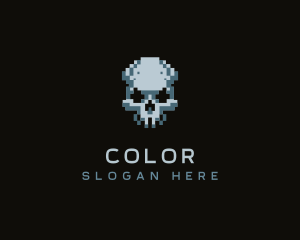 Pixel Skull Head Logo