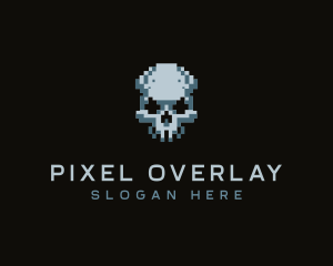 Pixel Skull Head logo design