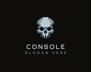 Pixel Skull Head logo design
