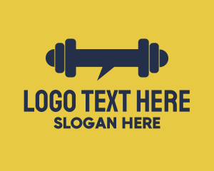 Weightlifter - Blue Dumbbell Chat logo design