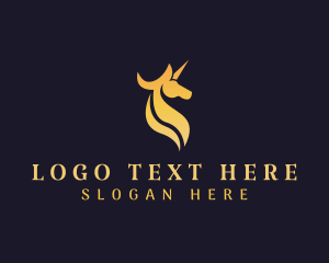 Golden - Luxury Unicorn Horn logo design