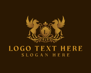 Gold - Pegasus Crown Shield logo design