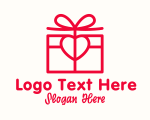 Gift Shop - Ribbon Heart Box logo design