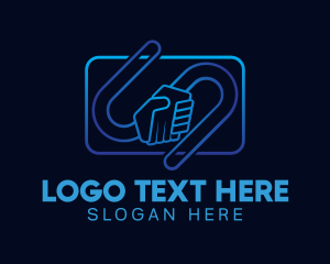Loan - Neon Letter S Handshake logo design