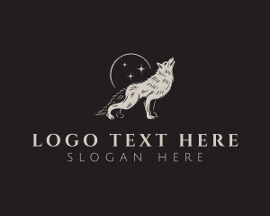 Dog - Wolf Moon Night logo design