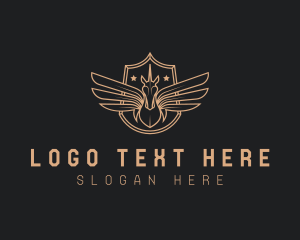 Heritage - Pegasus Wing Shield logo design