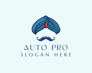 Magician - Turban Gem Mustache logo design