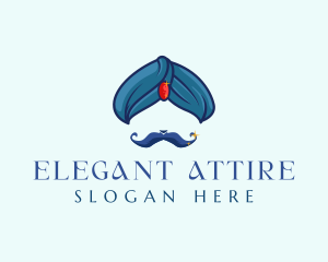 Attire - Turban Gem Mustache logo design