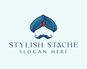 Turban Gem Mustache logo design