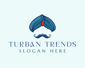 Turban Gem Mustache logo design