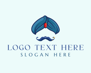 Indian - Turban Gem Mustache logo design
