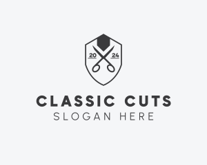 Barbershop Scissor Shield logo design