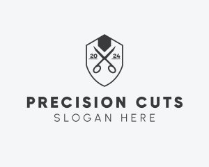 Cutting - Barbershop Scissor Shield logo design