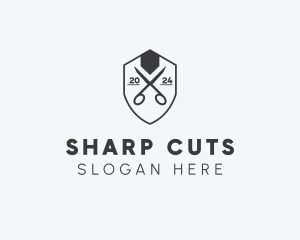 Scissors - Barbershop Scissor Shield logo design