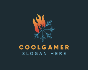 Ice - Fire Snowflake Weather logo design