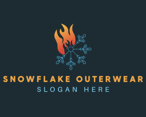 Fire Snowflake Weather logo design