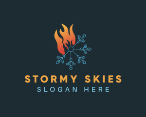 Fire Snowflake Weather logo design