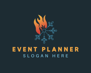 Temperature - Fire Snowflake Weather logo design