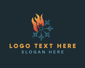 Cold - Fire Snowflake Weather logo design