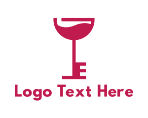 Glass - Wine Glass Key logo design