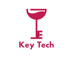 Wine Glass Key logo design