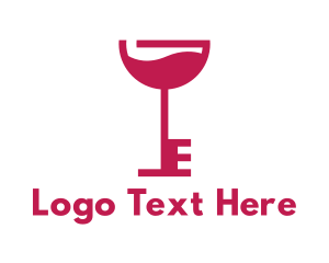 Pub - Wine Glass Key logo design