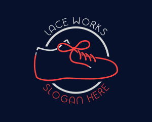 Shoelace Silhouette Line logo design