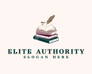 Book Author Quill logo design