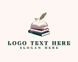 School - Book Author Quill logo design