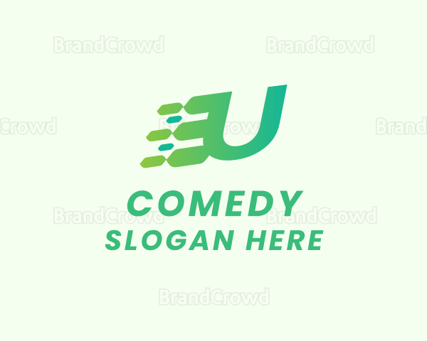 Green Speed Motion Letter U Logo