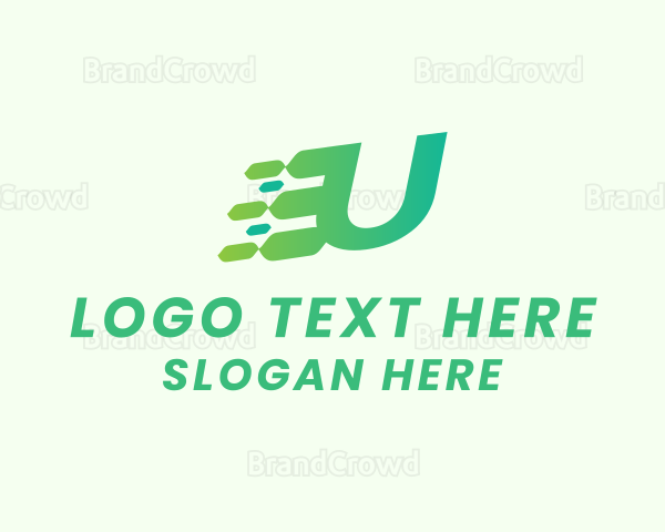 Green Speed Motion Letter U Logo