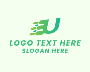 Data - Green Speed Motion Letter U logo design