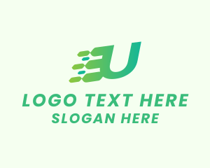 Green Speed Motion Letter U Logo