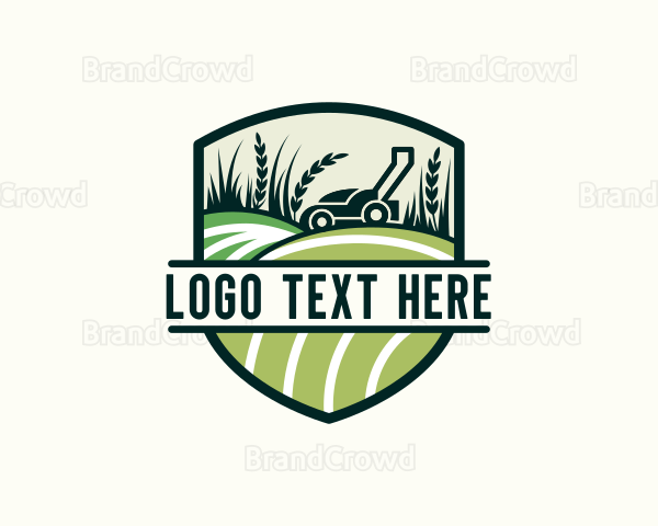 Grass Field Lawn Mower Logo