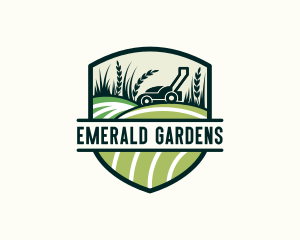 Grass Field Lawn Mower logo design