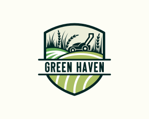 Grass Field Lawn Mower logo design