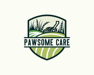 Grass Field Lawn Mower logo design