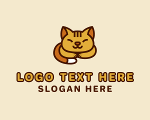 Pet - Sleeping Orange Cat logo design